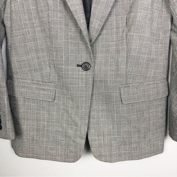 PENDLETON | Black & White Plaid Button Front Virgin Wool Blazer Women’s Size 8 - Picture 5 of 9